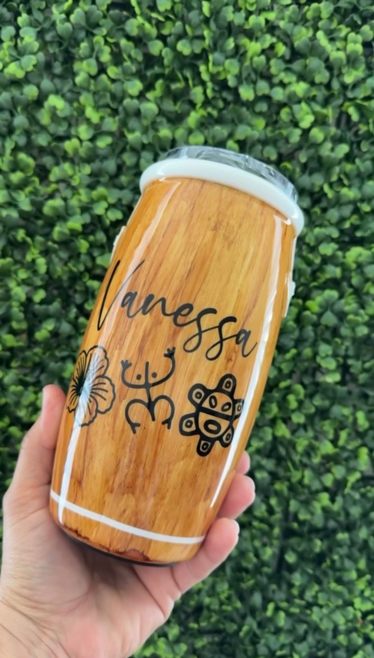 Puerto Rico Wood Conga Tumbler Stainless Steel / Hand-Painted & Personalized